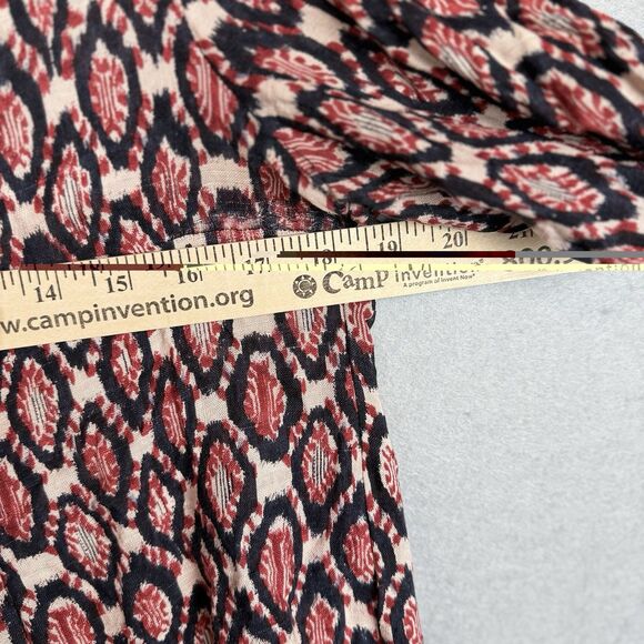 Isabel Marant red black geometric silk dress ruffled collar Size 3 *damaged read - Picture 5 of 7